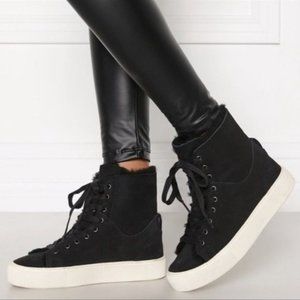 Ugg Beven Genuine Shearling Lined High Top Sneakers Black 9.5